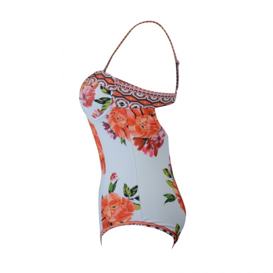 Floral Push Up Underwired Women's Swimsuit With Cover-Ups Swimwear 2 Piece Monokini Wrap Sarong For Female Beach Wear