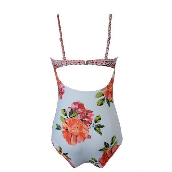 Floral Push Up Underwired Women's Swimsuit With Cover-Ups Swimwear 2 Piece Monokini Wrap Sarong For Female Beach Wear