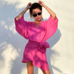 Women Holiday Sundress Breathable Cotton Linen Beach Dresses